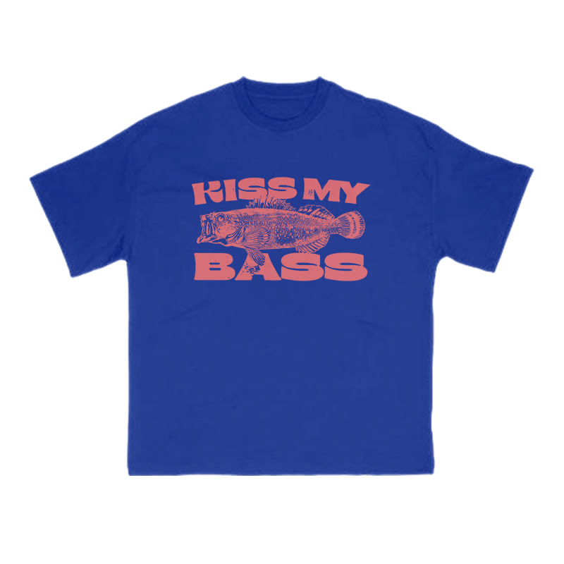 Kiss My Bass Print T-shirt - Blue - US16-18(2XL) - image 12