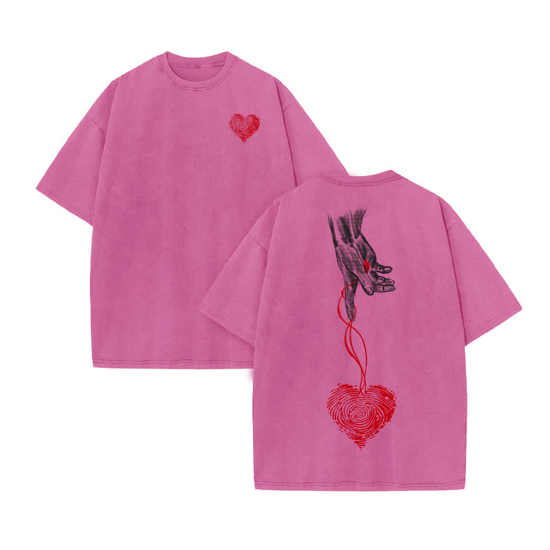 Unisex Jesus Loves You Print Acid Washed T-shirt - Pink - US20-22(3XL) - image 8