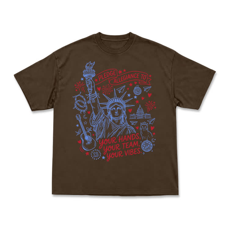 Retro Americana Statue Of Liberty T-shirt - Coffee - US16-18(2XL) - image 6