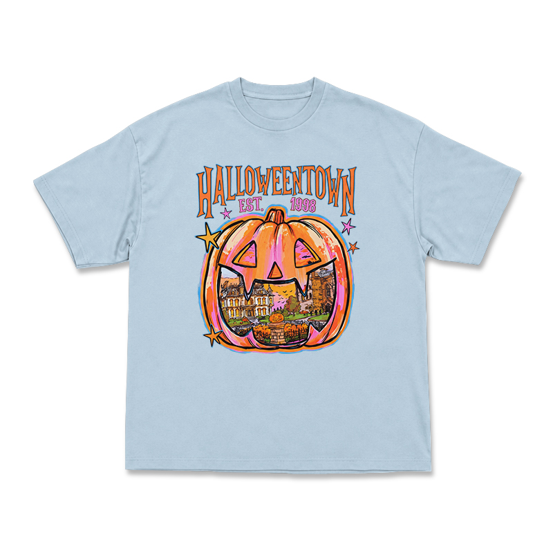 Vintage Halloweentown Pumpkin Round Neck Graphic Print T-Shirt - Light Blue - US16-18(2XL) - image 5