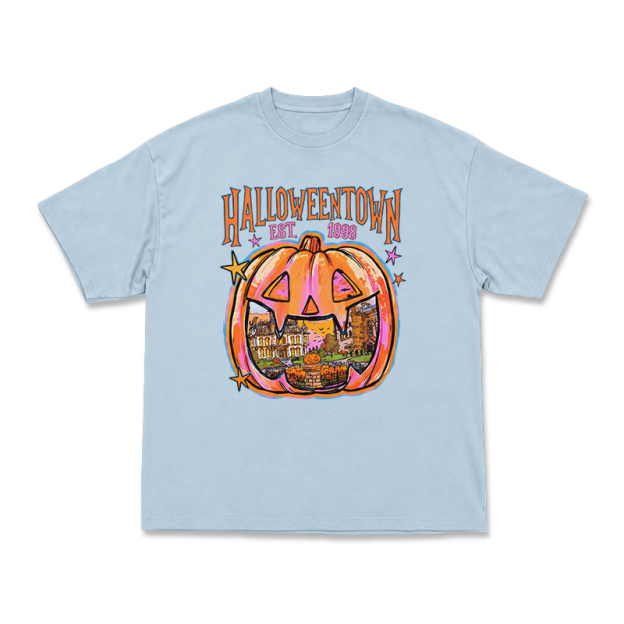 Vintage Halloweentown Pumpkin Round Neck Graphic Print T-Shirt - Light Blue - US16-18(2XL) - image 5