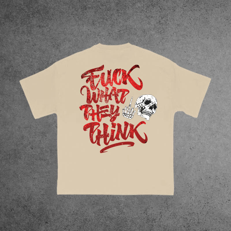 Gym 100% Cotton Fuck What They Think Print T-shirt - Apricot - US16-18(2XL) - image 5