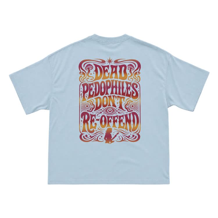Vintage Psychedelic Back Graphic T-Shirt - Light Blue - US16-18(2XL) - image 7