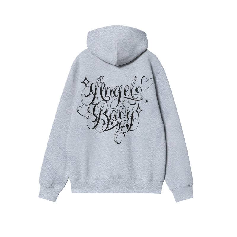 Unisex Angel Baby Print Hoodie - Grey - US16-18(2XL) - image 3