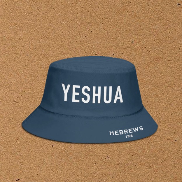 Yeshua Hebrews 13:8 Print Bucket Hat - Blue - XL(62cm) - image 3
