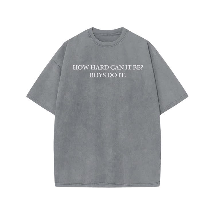 HOW HARD CANIT BE? BOYSDOIT Print Acid Washed T-Shirt - Grey - US20-22(3XL) - image 5