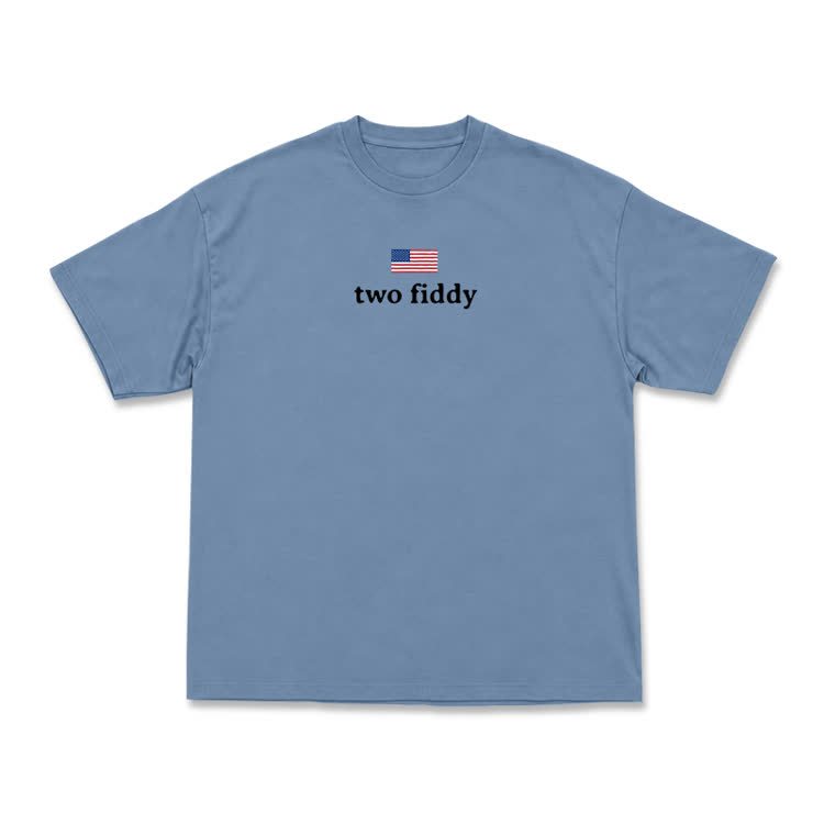 Two Fiddy American Flag Graphic T-Shirt - Dusty Blue - US16-18(2XL) - image 10