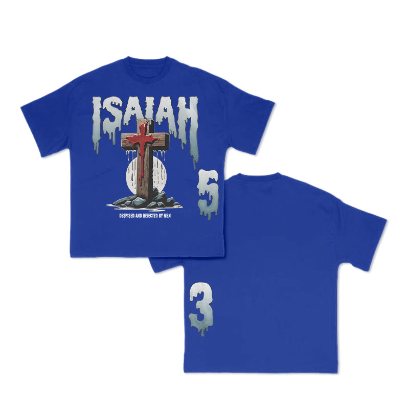 Unisex 100% Cotton Creative Isaiah Print T-shirt - Blue - US16-18(2XL) - image 8