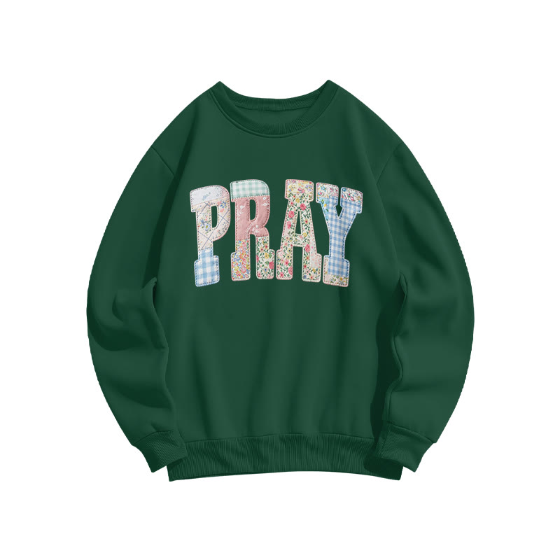 Floral Pray Print Sweatshirt - Dark Green - US16-18(2XL) - image 7