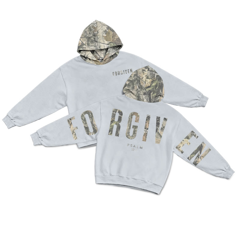 Forgiven Psalm 32:1 Dead Leaves Camouflage Print Hoodie - Grey - US28-30(4XL) - image 19