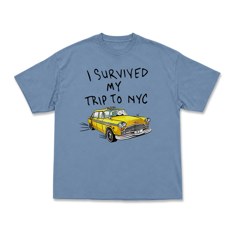Casual I Survived My Trip to NYC Taxi Graphic T-Shirt - Dusty Blue - US16-18(2XL) - image 7