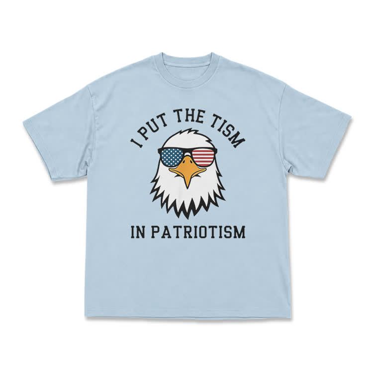 Casual I Put the Tism in Patriotism Eagle Graphic T-Shirt - Light Blue - US16-18(2XL) - image 8