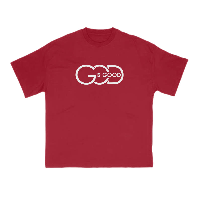 God Is Good Creative Print T-shirt - Red - US16-18(2XL) - image 10