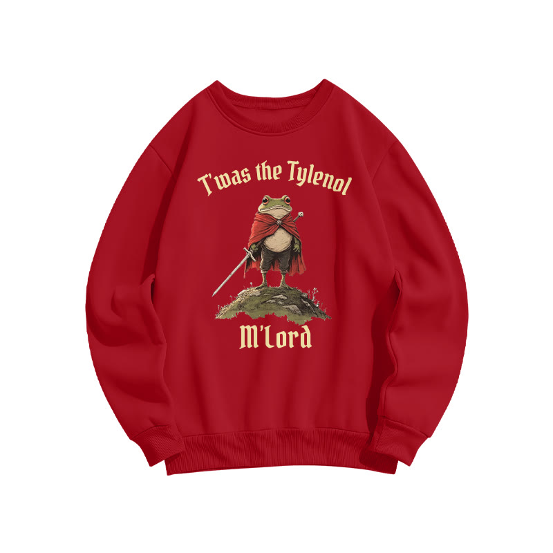 Unisex T'was The Tylenol M'lord Red Cloak Frog Print Sweatshirt - Red - US16-18(2XL) - image 7