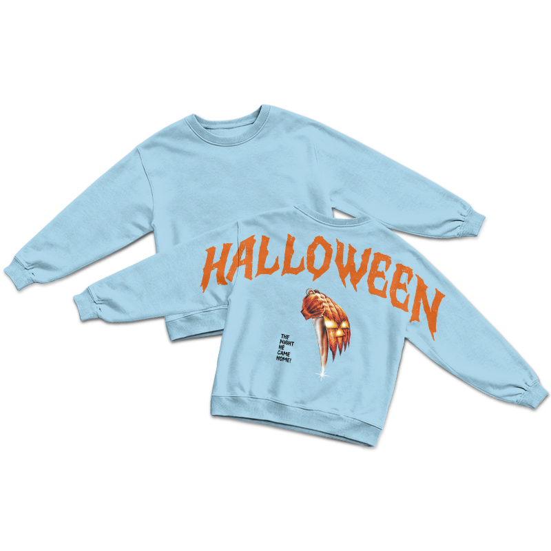 Streetwear Halloween Back Print Round Neck Sweatshirt - Blue - US16-18(2XL) - image 7