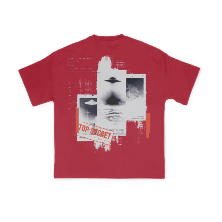 Retro Sci Fi Top Secret Back Graphic T-Shirt - Red - US16-18(2XL) - image 12
