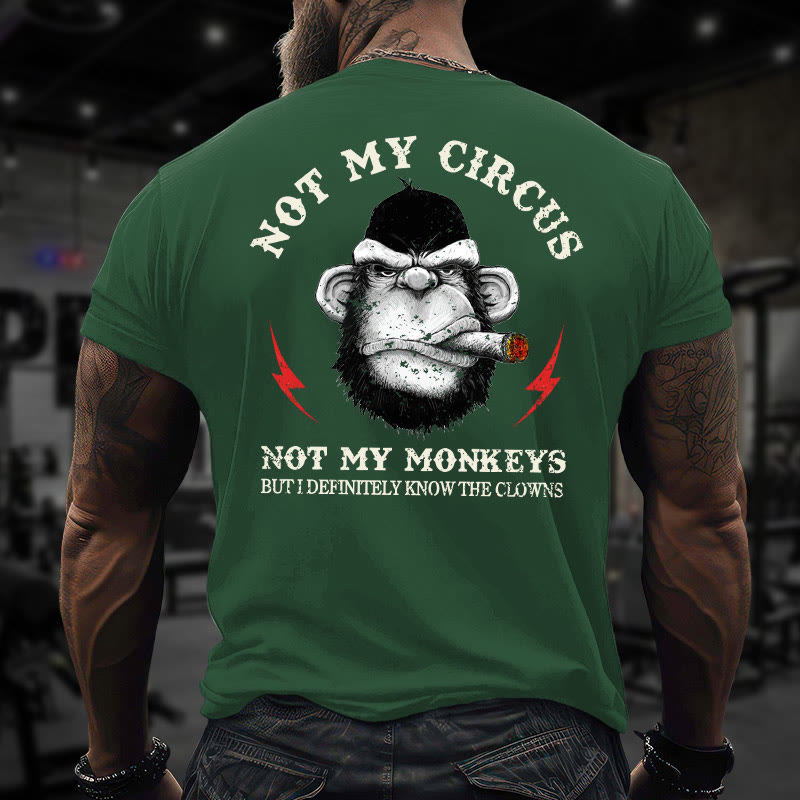 Gym 100% Cotton Not My Circus Not My Monkeys Print T-shirt - Green - US16-18(2XL) - image 8