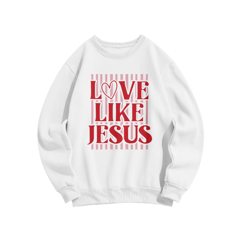 Love Like Jesus Striped Valentine's Day Print Sweatshirt - White - US16-18(2XL) - image 3
