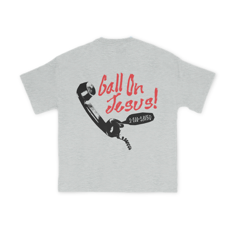 Call On Jesus 1-800-Saved Print T-shirt - Grey - US16-18(2XL) - image 3