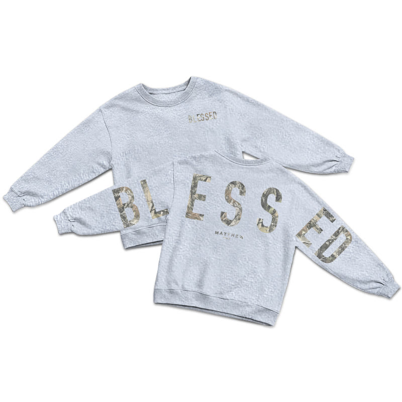 Dead Leaves Camouflage Blessed Matthew 5:3-12 Print Sweatshirt - Grey - US16-18(2XL) - image 3