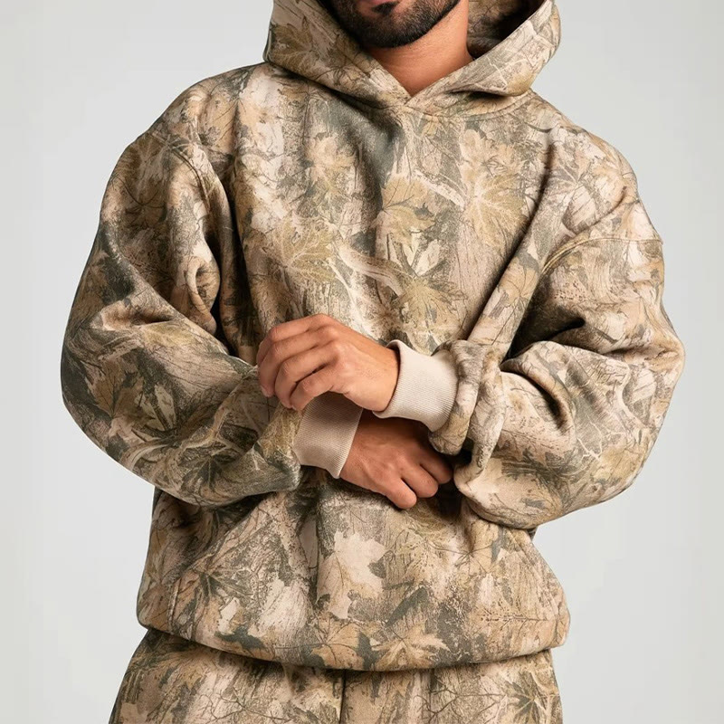 Dead Leaves Camouflage Print Causal Hoodie - image 10