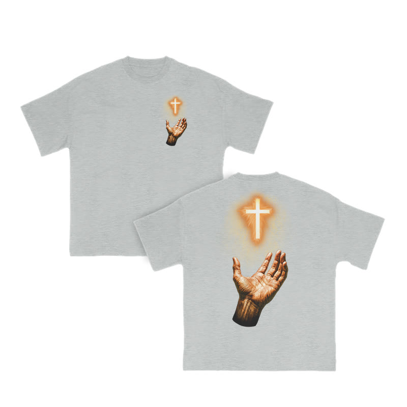 Gold Cross Print T-shirt - Grey - US16-18(2XL) - image 4