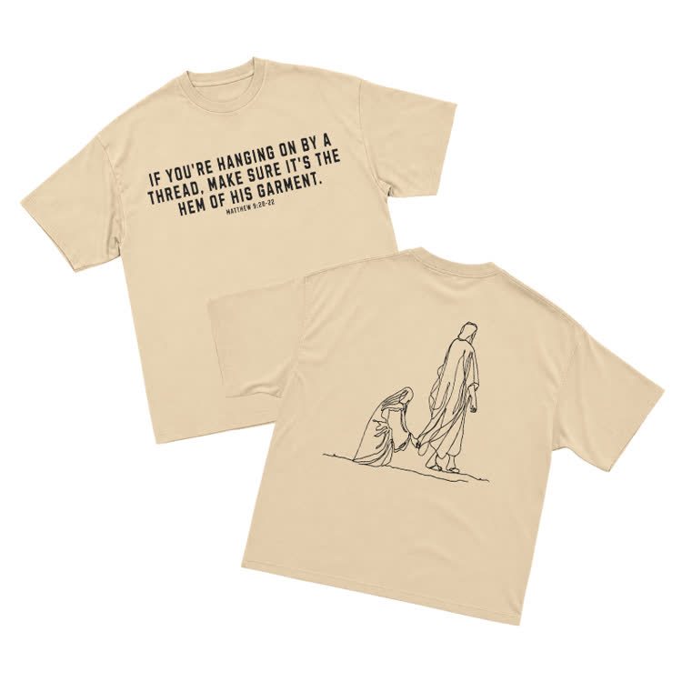 Minimal Sketch Faith Inspired Short Sleeve Streetwear T-Shirt - Apricot - US16-18(2XL) - image 3