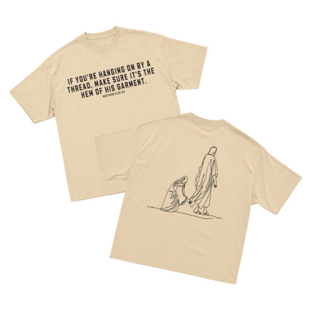 Minimal Sketch Faith Inspired Short Sleeve Streetwear T-Shirt - Apricot - US16-18(2XL) - image 3