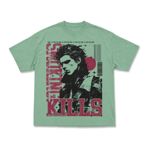 Vintage Smoking Kills Artwork Casual T-Shirt - Light Green - US16-18(2XL) - image 5