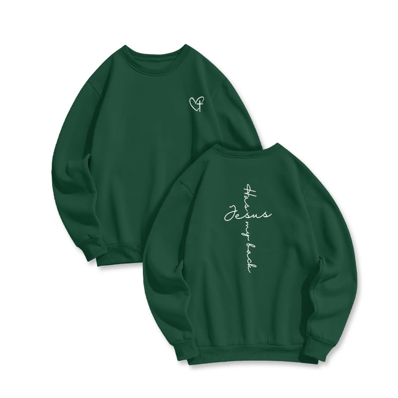 Jesus Has My Back Print Sweatshirt - Dark Green - US16-18(2XL) - image 7