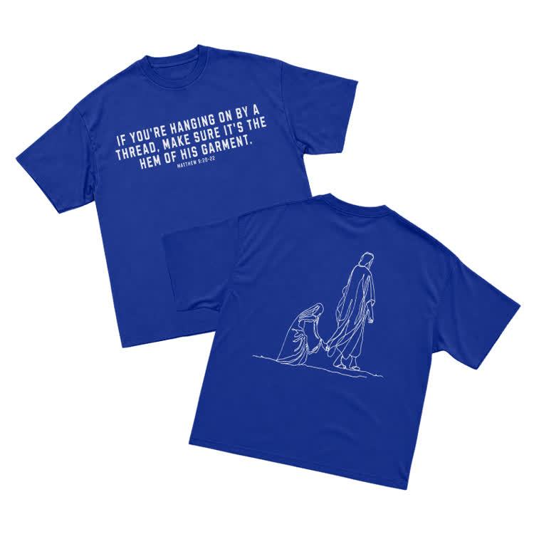 Minimal Sketch Faith Inspired Short Sleeve Streetwear T-Shirt - Blue - US16-18(2XL) - image 11