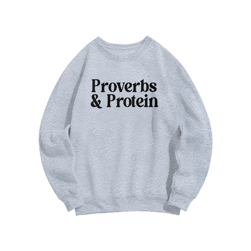 Proverbs & Protein Print Sweatshirt - Grey - US16-18(2XL) - image 3