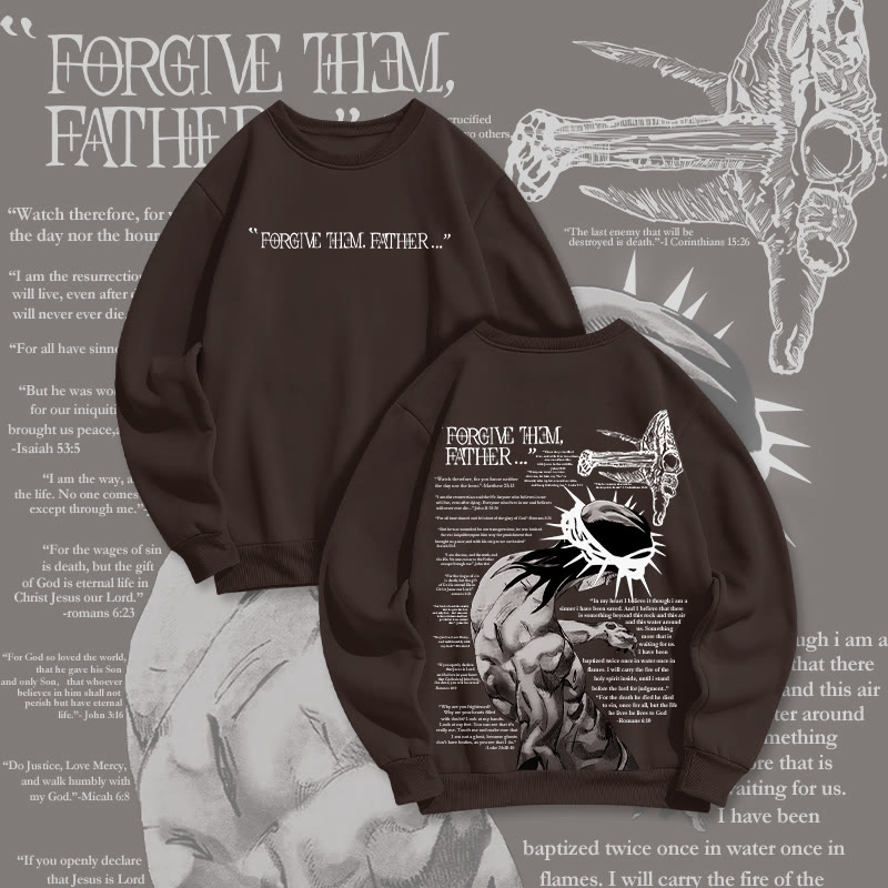 Unisex Reflective Crown Of Thorns Print Round Neck Sweatshirt