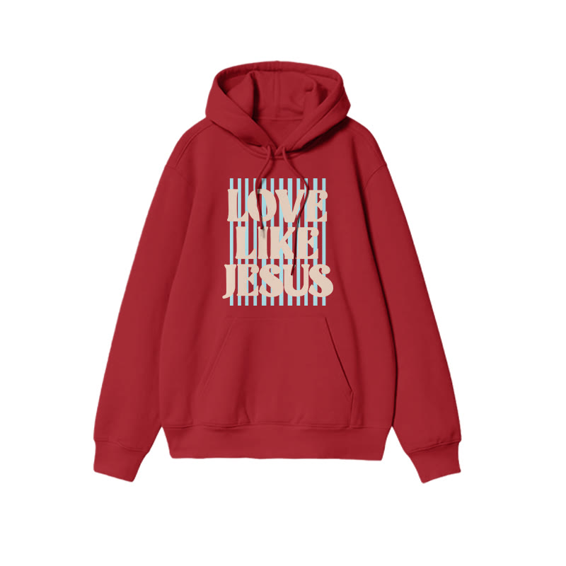 Unisex 100% Cotton Love Like Jesus Print Hoodie - Red - US16-18(2XL) - image 7