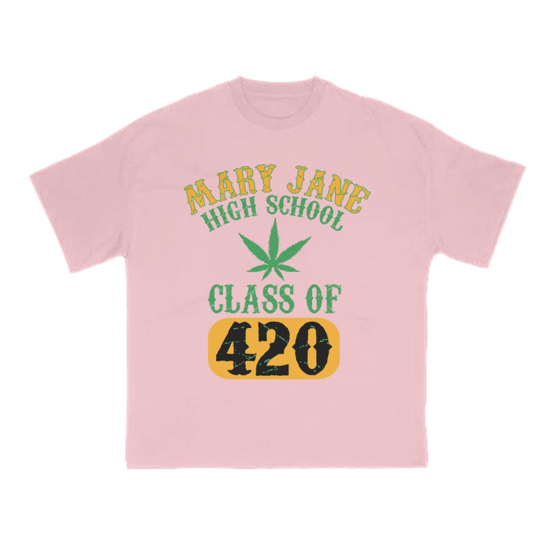 Mary Jane High School Class Of 420 Print T-shirt - Pink - US16-18(2XL) - image 8