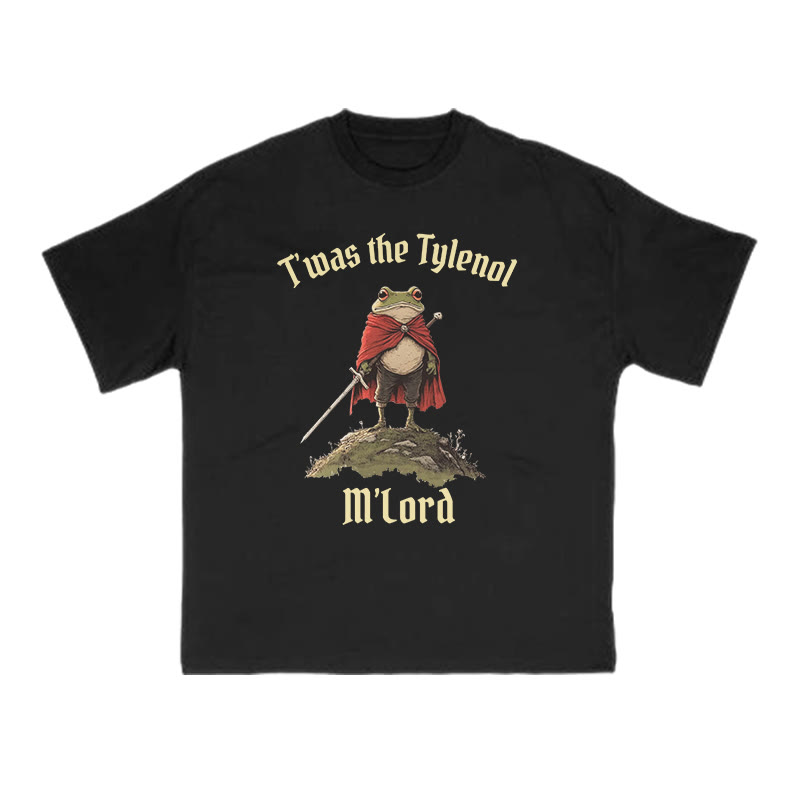 Unisex T'was The Tylenol M'lord Red Cloak Frog Print T-shirt - Black - US16-18(2XL) - image 5