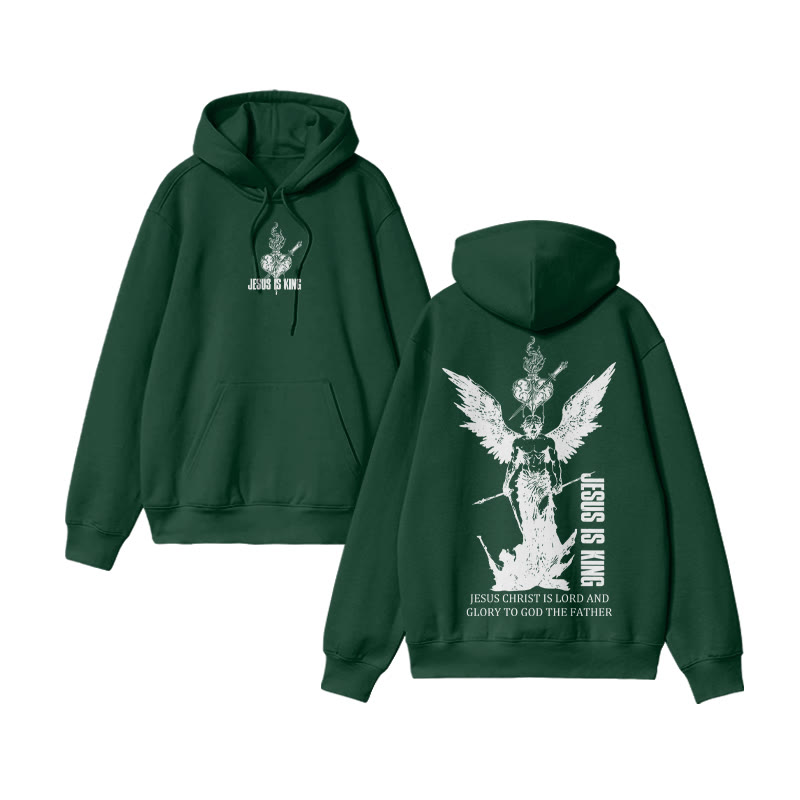 Unisex 100% Cotton Jesus Is King Design Print Hoodie - Green - US16-18(2XL) - image 7