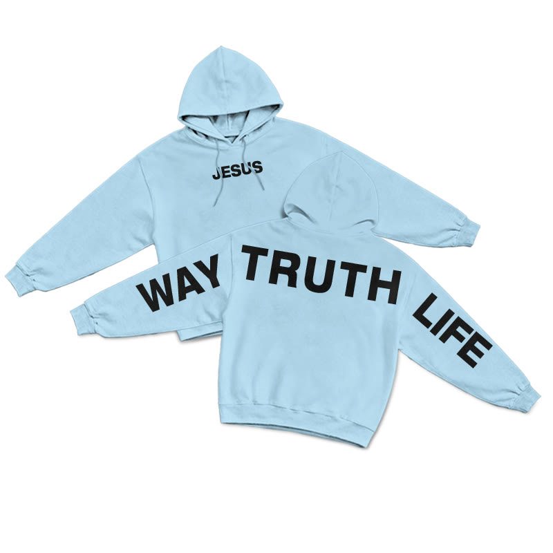 Jesus Is The Way The Truth The Life Creative Back Print Hoodie - Blue - US16-18(2XL) - image 7