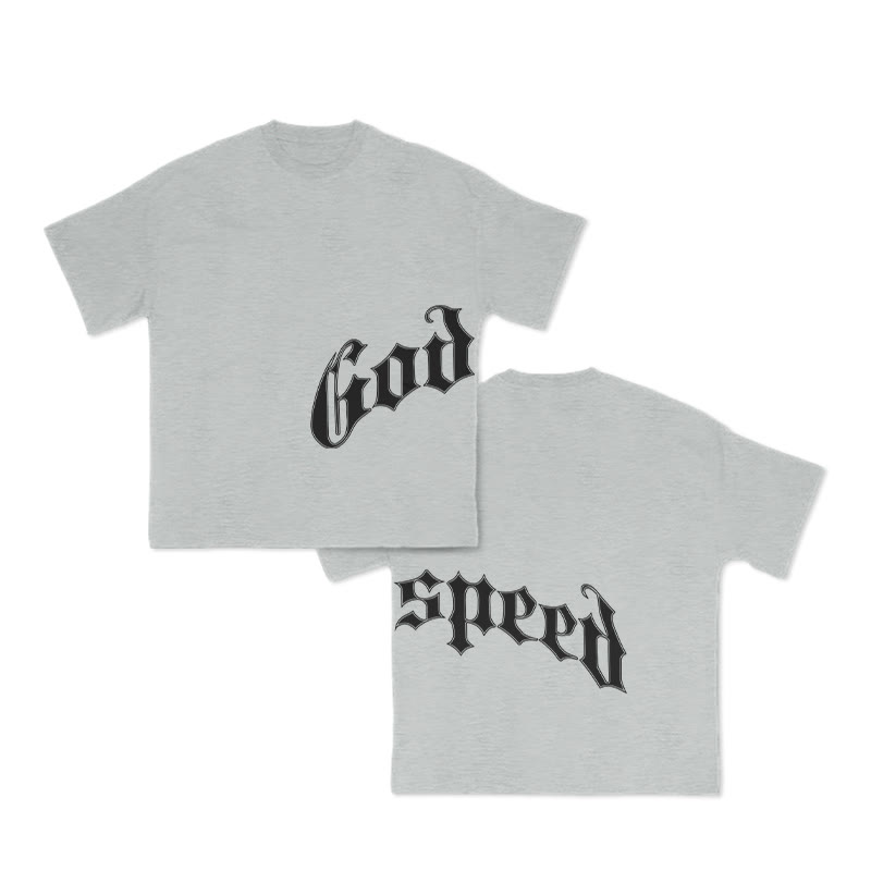 Unisex God Speed Print T-shirt - Grey - US16-18(2XL) - image 3