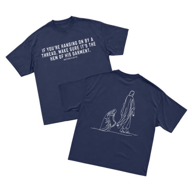 Minimal Sketch Faith Inspired Short Sleeve Streetwear T-Shirt - Navy Blue - US16-18(2XL) - image 12