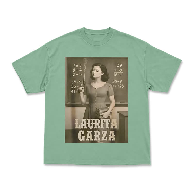 Vintage Laurita Garza Graphic Print T-shirt - Light Green - US16-18(2XL) - image 14