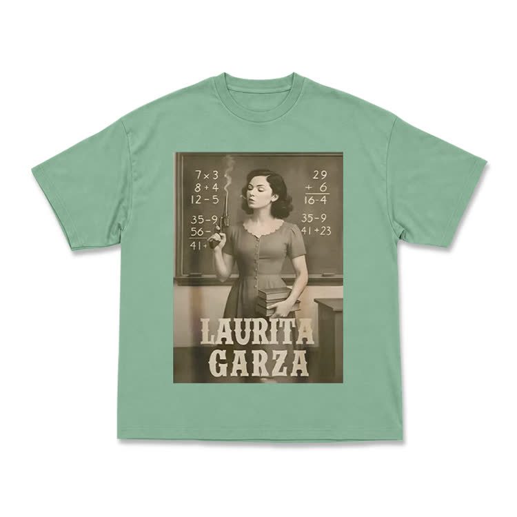Vintage Laurita Garza Graphic Print T-shirt - Light Green - US16-18(2XL) - image 14