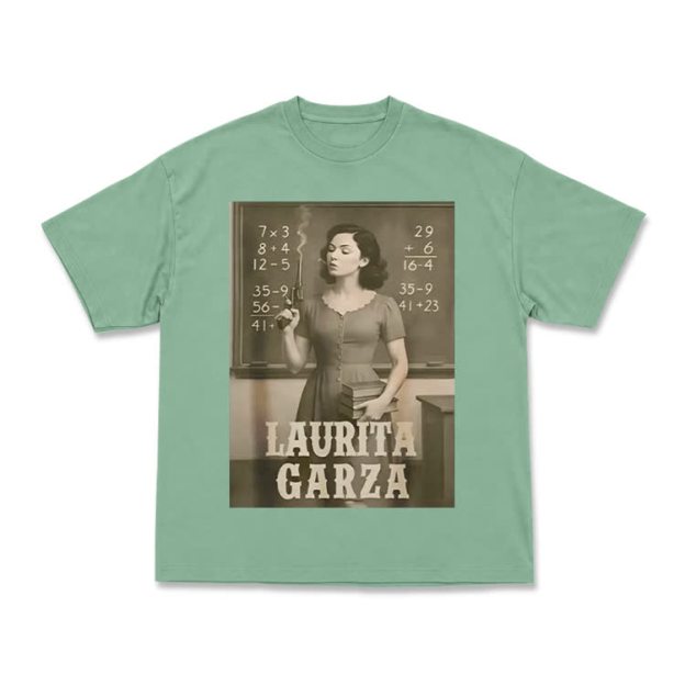 Vintage Laurita Garza Graphic Print T-shirt - Light Green - US16-18(2XL) - image 14
