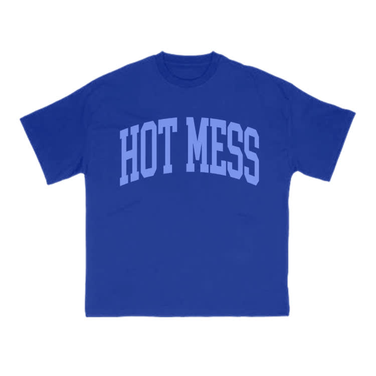 Casual Hot Mess Graphic Crew Neck T Shirt - Blue - US16-18(2XL) - image 14