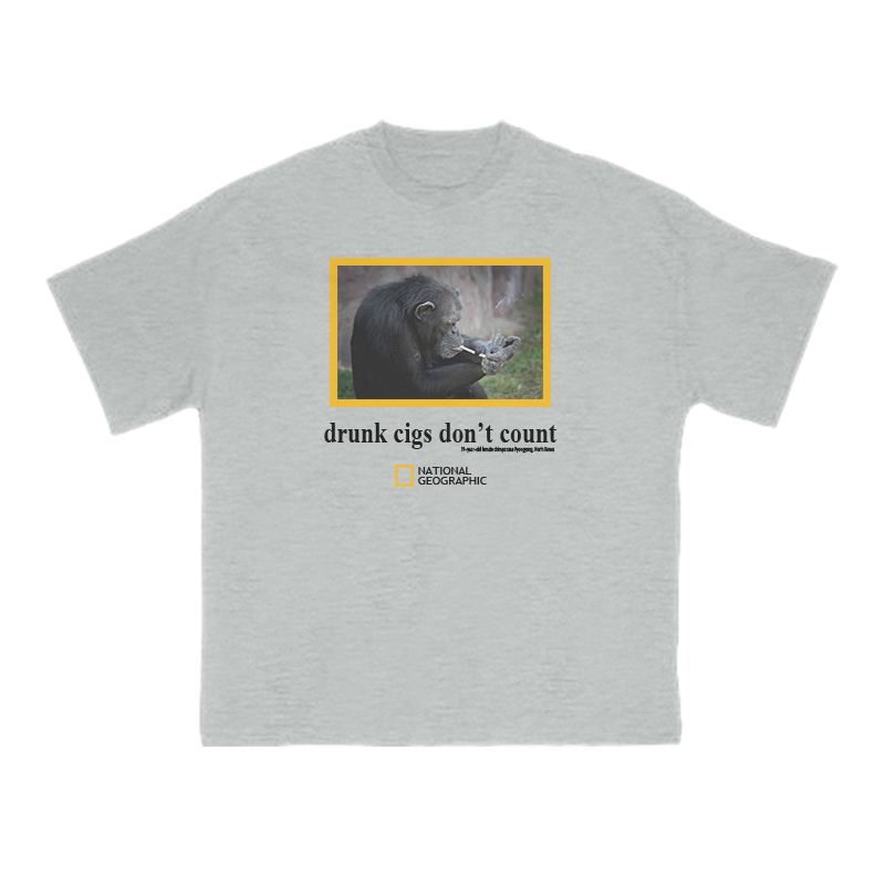 Drunk Cigs Don't Count Print T-shirt - Grey - US16-18(2XL) - image 3