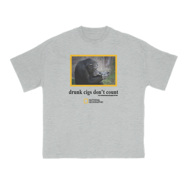 Drunk Cigs Don't Count Print T-shirt - Grey - US16-18(2XL) - image 3