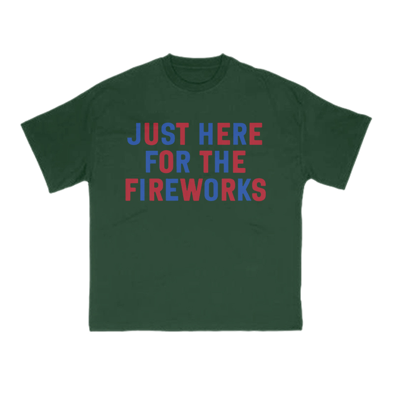 Just Here For The Fireworks Print T-shirt - Green - US16-18(2XL) - image 10