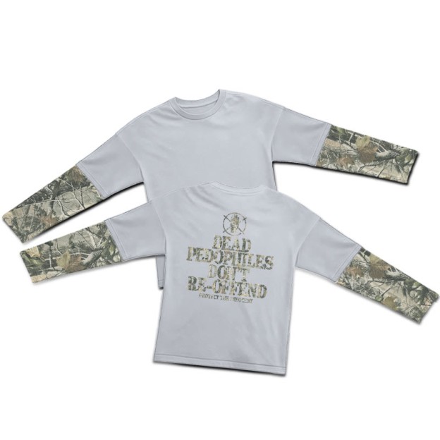 Dead Pedophiles Don't Re-offend Protect The Innocent Dead Leaves Camouflage Print Layered-style T-shirt  - Grey - 5XL - image 3