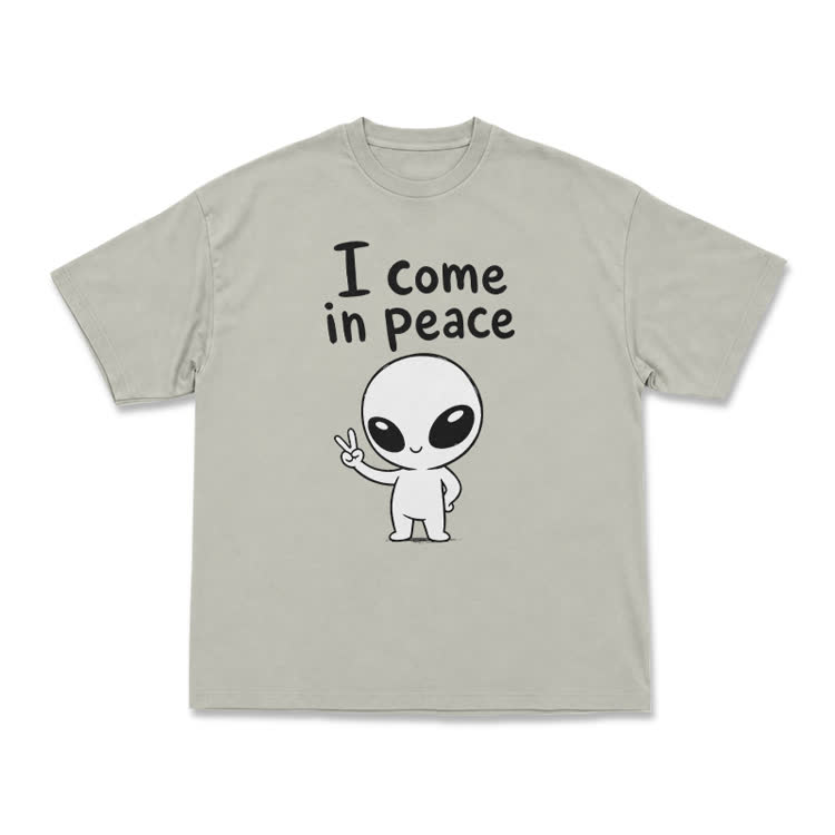 I Come in Peace Alien Graphic T-Shirt - Warm Grey - US16-18(2XL) - image 10