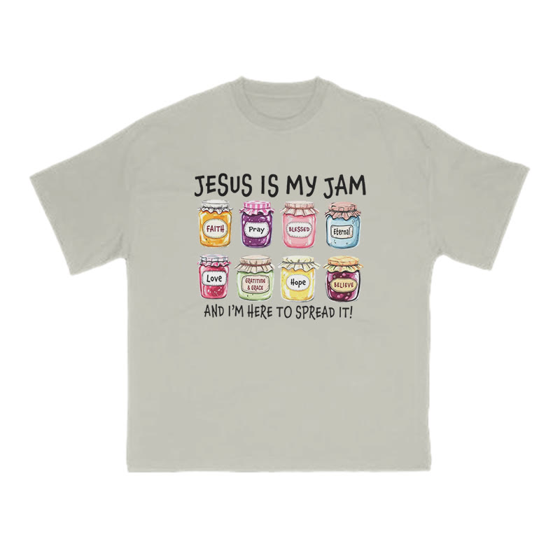 Unisex 100% Cotton Jesus Is My Jam Print T-shirt - Warm Grey - US16-18(2XL) - image 4